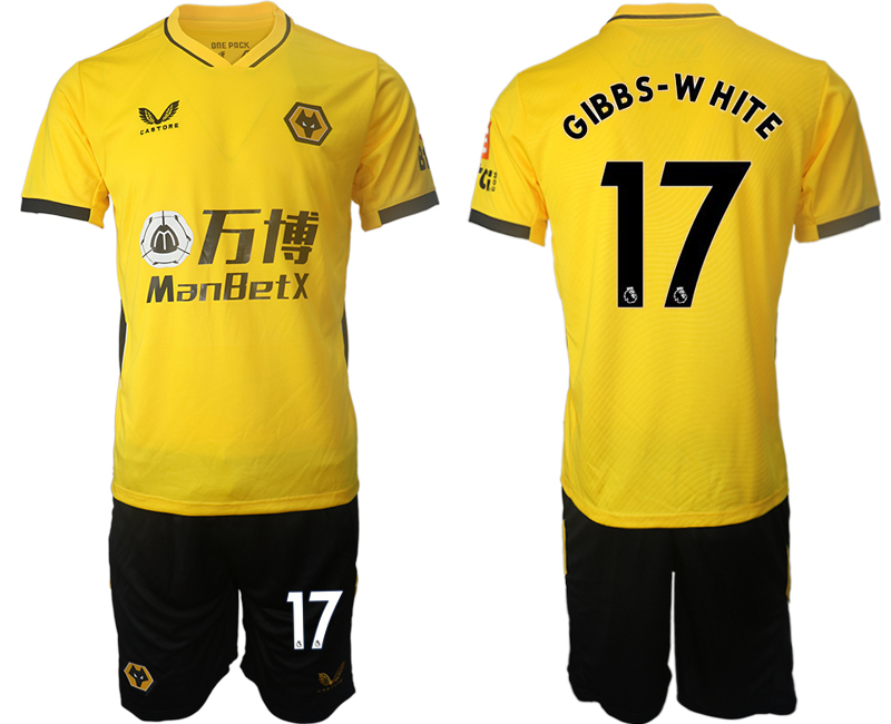 Cheap Men 2021-2022 Club Wolverhampton Wanderers home yellow 17 Soccer Jersey